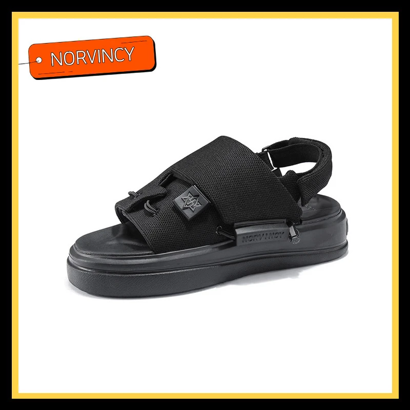 诺凡希时尚凉鞋男经典款软弹外穿韩风小抽绳户外情侣软底沙滩鞋女