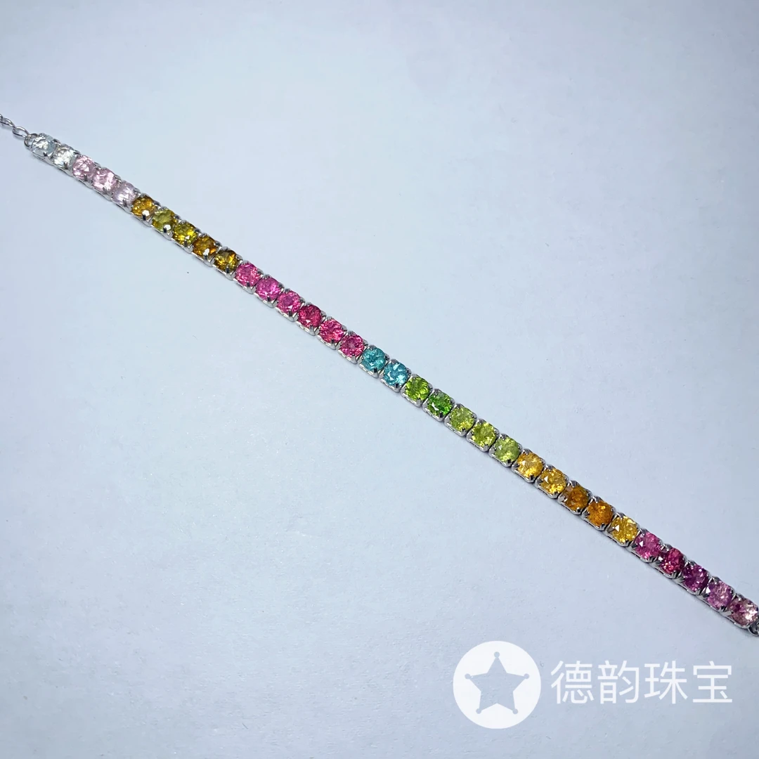 S925银镶嵌碧玺手链（多样性发其一）