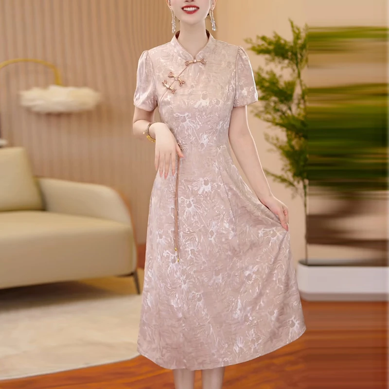 新中式国风改良旗袍连衣裙2025新款女夏季气质高端年轻日常高级感