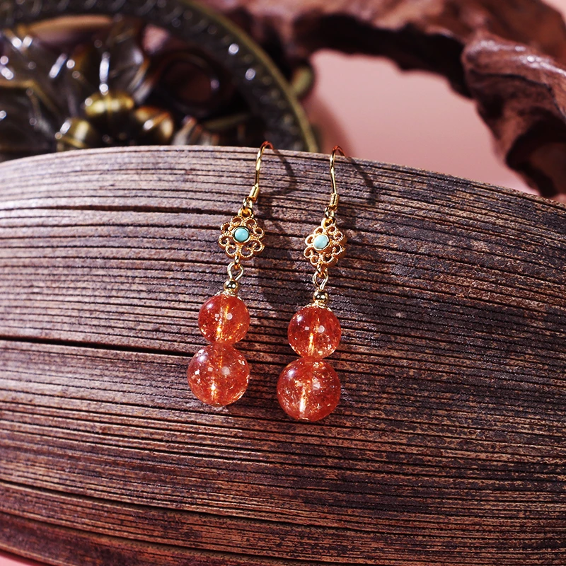 【晶锐珠宝推荐】启明金太阳葫芦耳钩/对（多样性发其一）