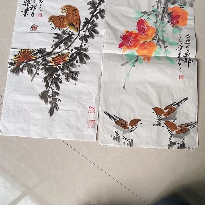 国画四尺四开花鸟作品