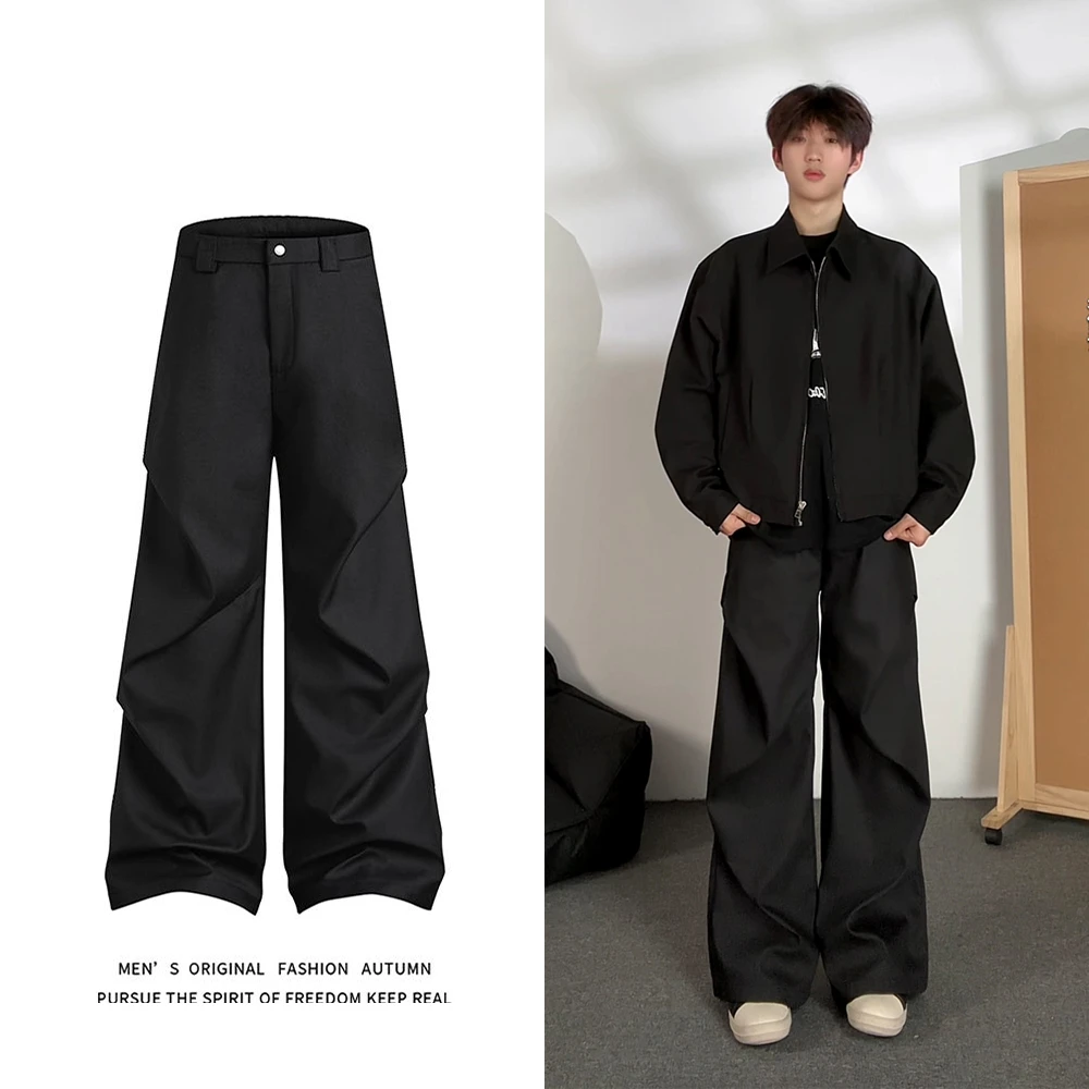 cleanfit褶皱微辣西裤男春季双层复合tr面料小个子穿搭男生裤子