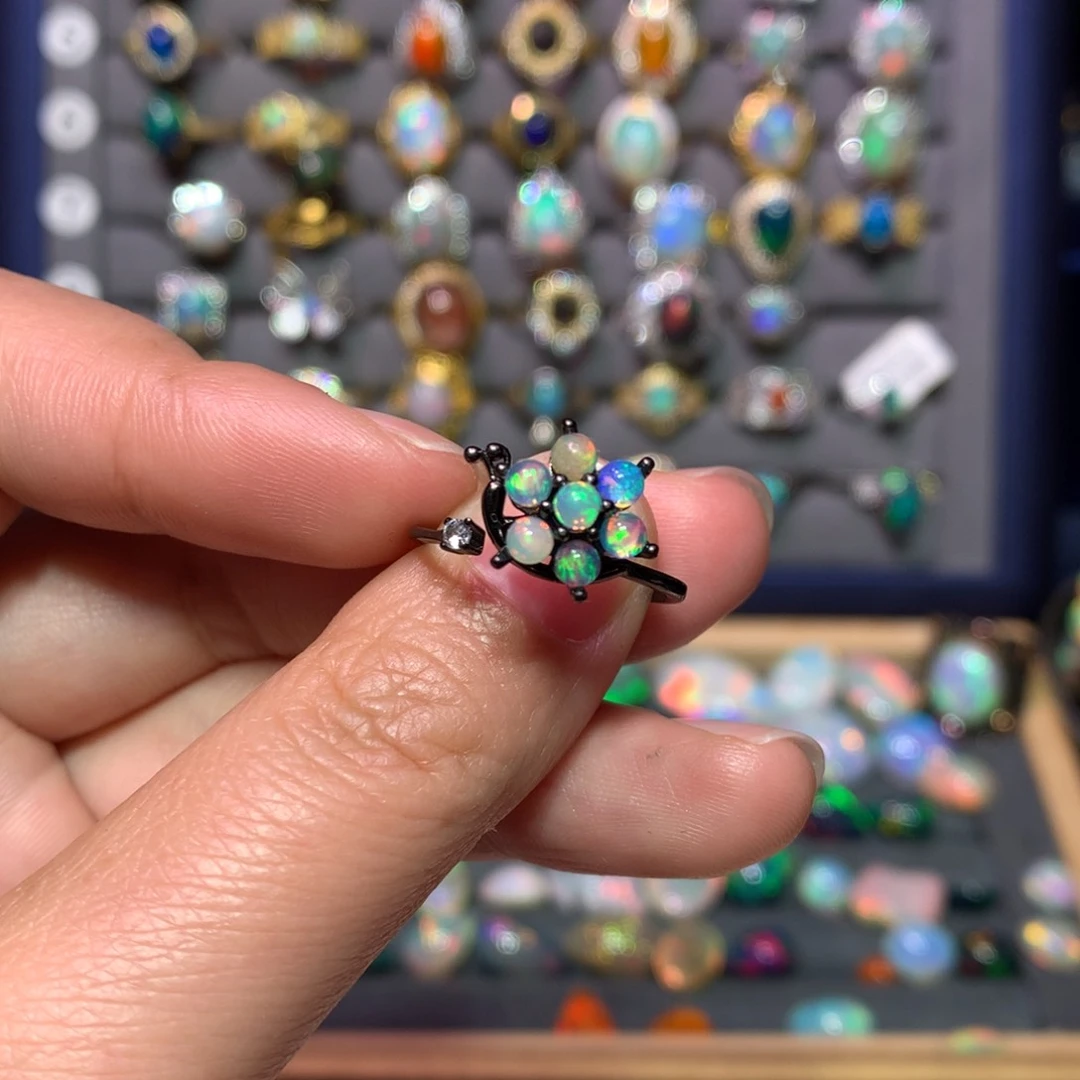 欧泊戒指款式银S925镶嵌