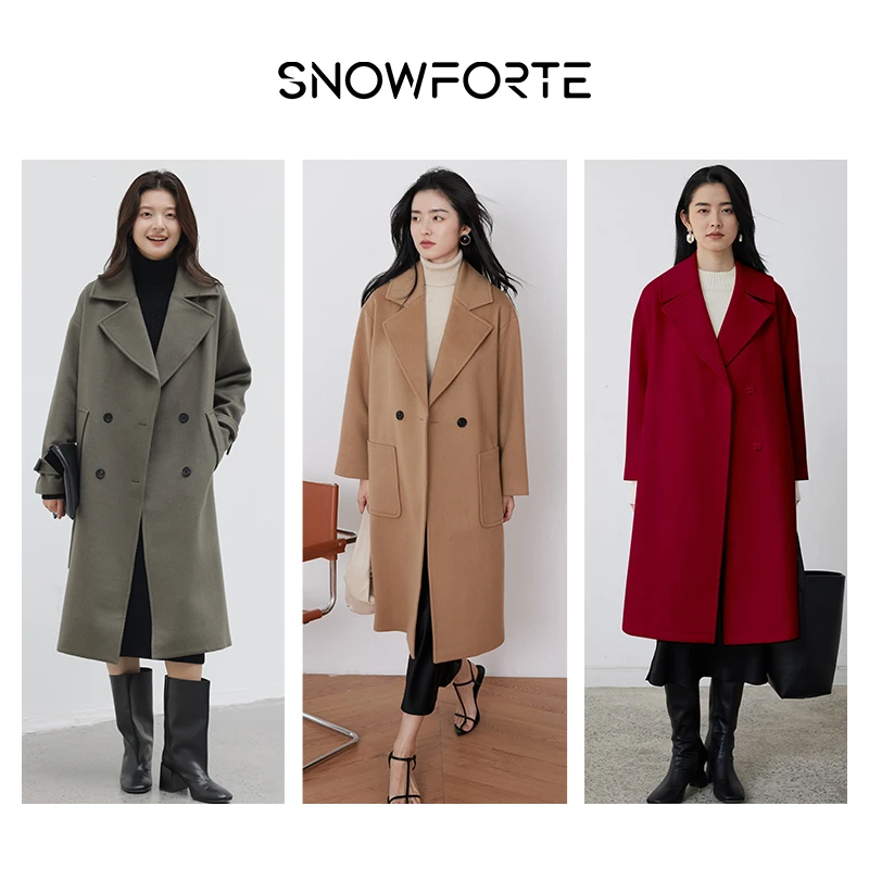 【秋上新大衣专场】思诺芙德含羊绒法式休闲时尚中长款大衣外套