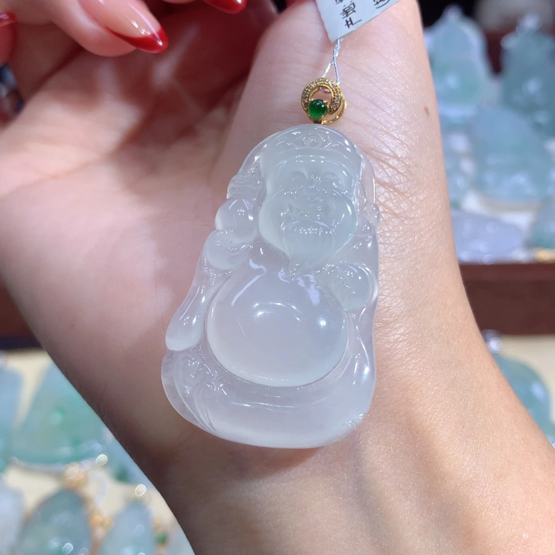 吊坠(不含链)18K金镶嵌翡翠