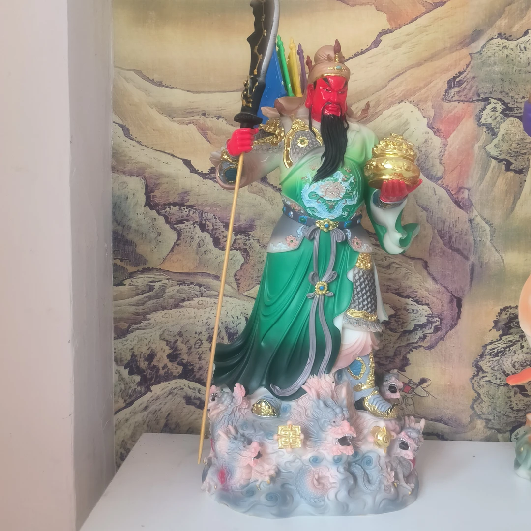 汉白玉关公摆件像武财神关羽招财神像客厅工艺品摆件
