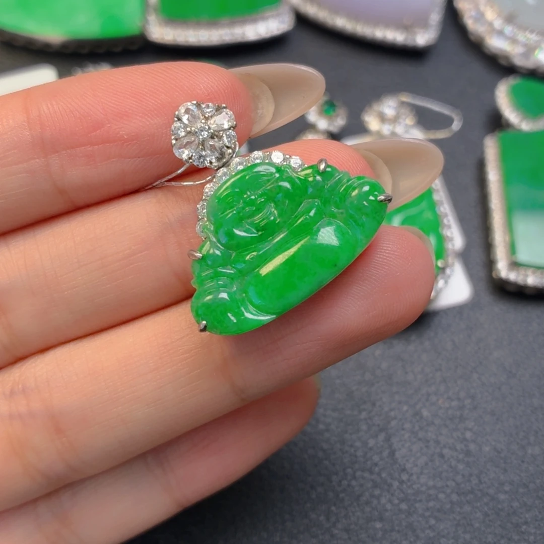 翡翠银S925镶嵌吊坠(不含链)