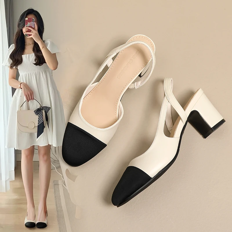 2025今年流行鞋子新款法式粗跟玛丽珍单鞋小香风气质粗跟高跟鞋