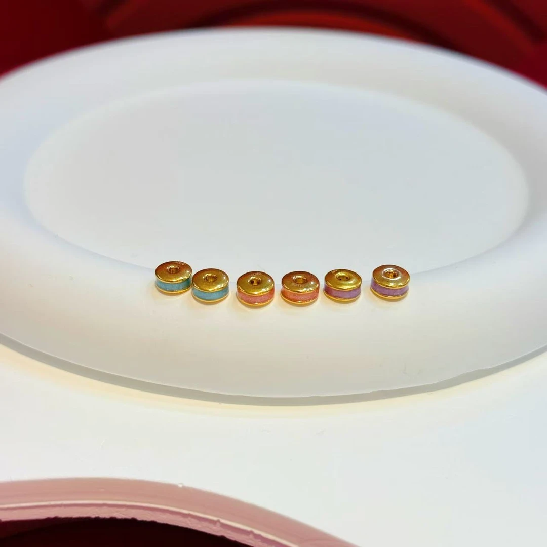 【红娘子】18K金6mm烤蓝圆片路路通配件（多样性发其一）HNZ9683