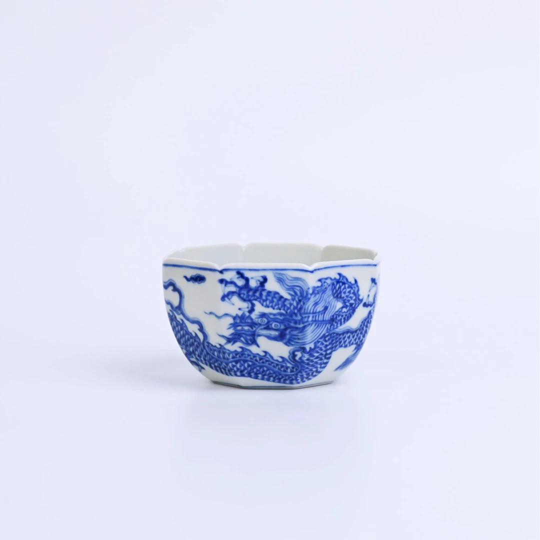 【景德詺兮】柴窑·仿明霸王龙卧足八方杯MX5101