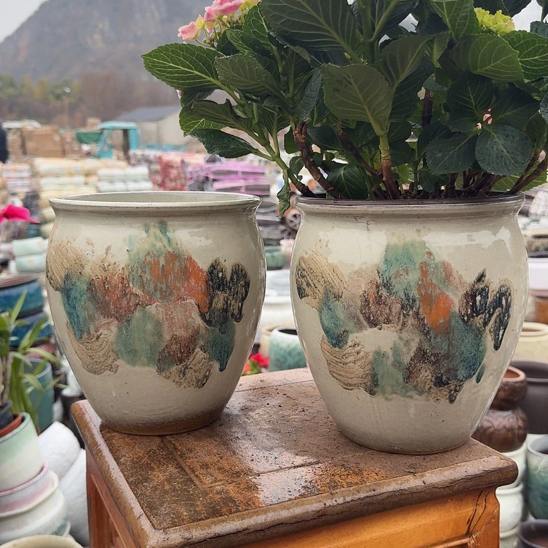 紫砂花盆口18高21（工艺品新款两个