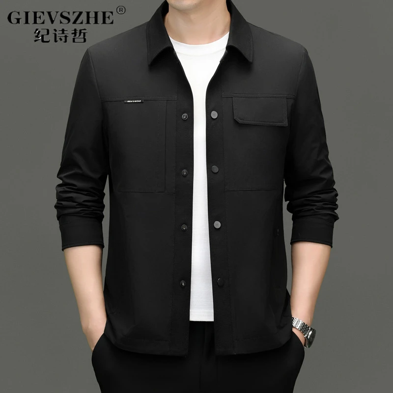 纪诗哲男士夹克秋冬2025年翻领商务休闲外套户外保暖工装薄款上衣