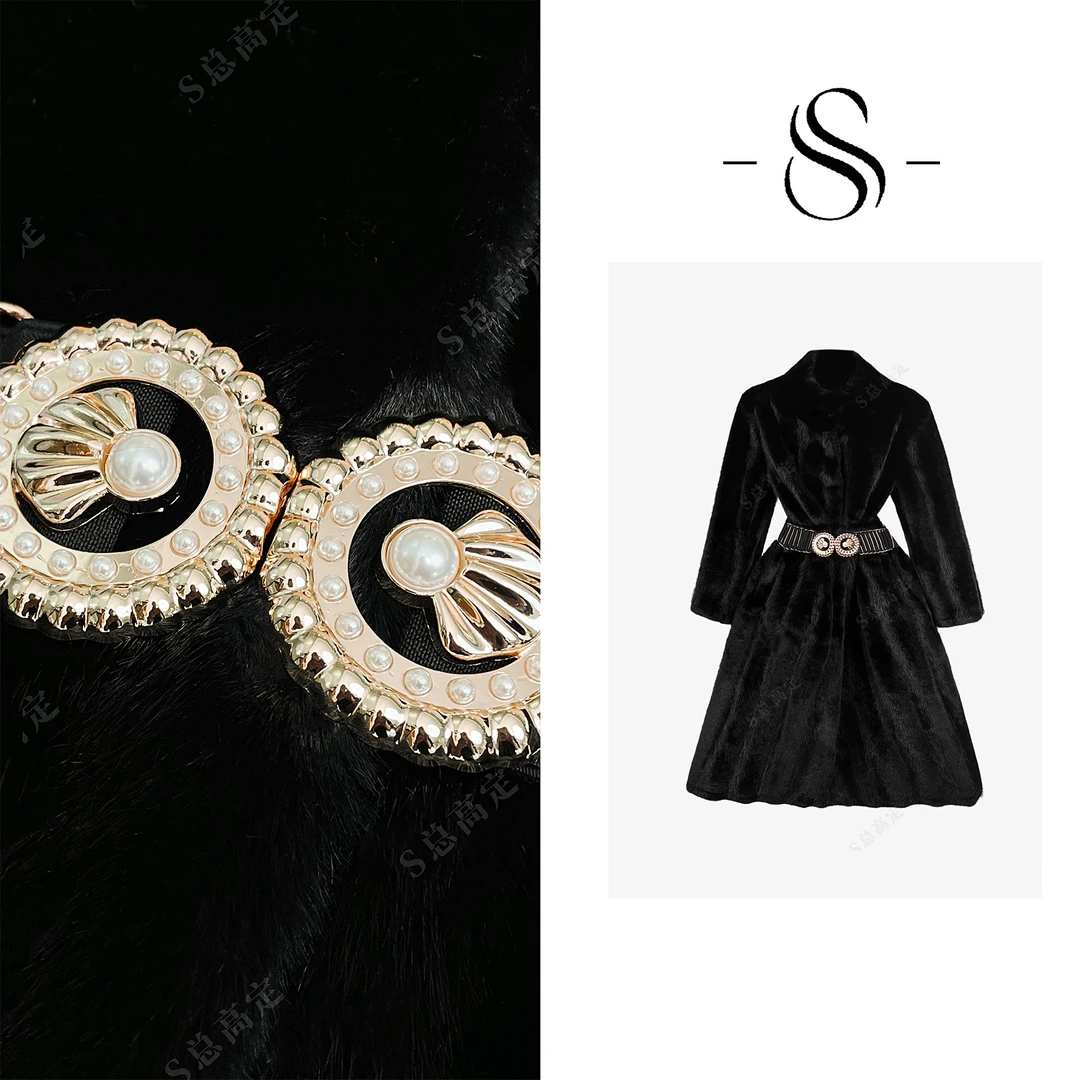 NIMOSHI【倩倩】冬季新款欧式时尚百搭拼接设计气质保暖外套D0425