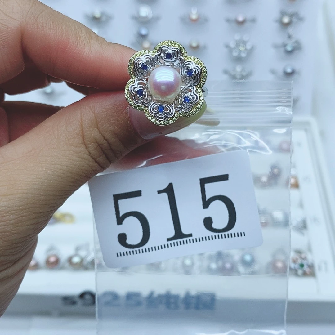 大***门戒指银S925镶嵌淡水珍珠515拍2发1