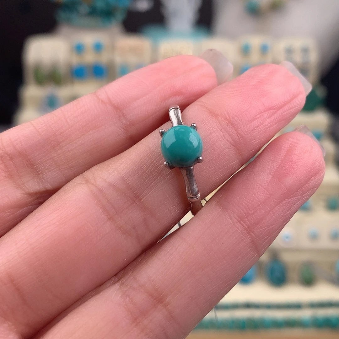 绿松石银S925镶嵌戒指