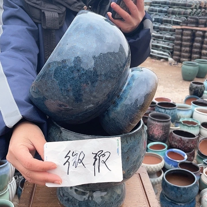 红陶宜兴紫砂花盆18x19