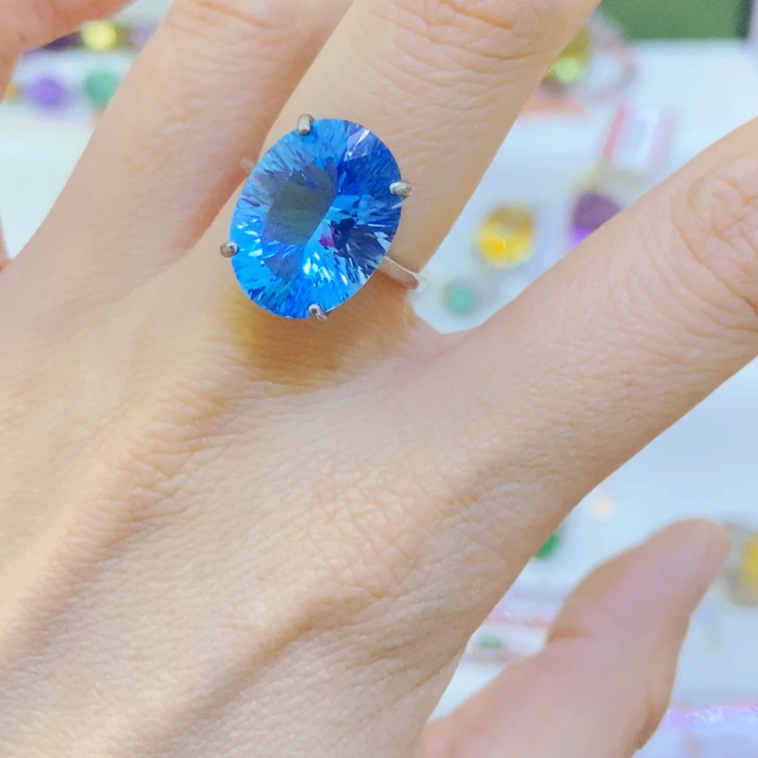 银S925镶嵌戒指托帕石