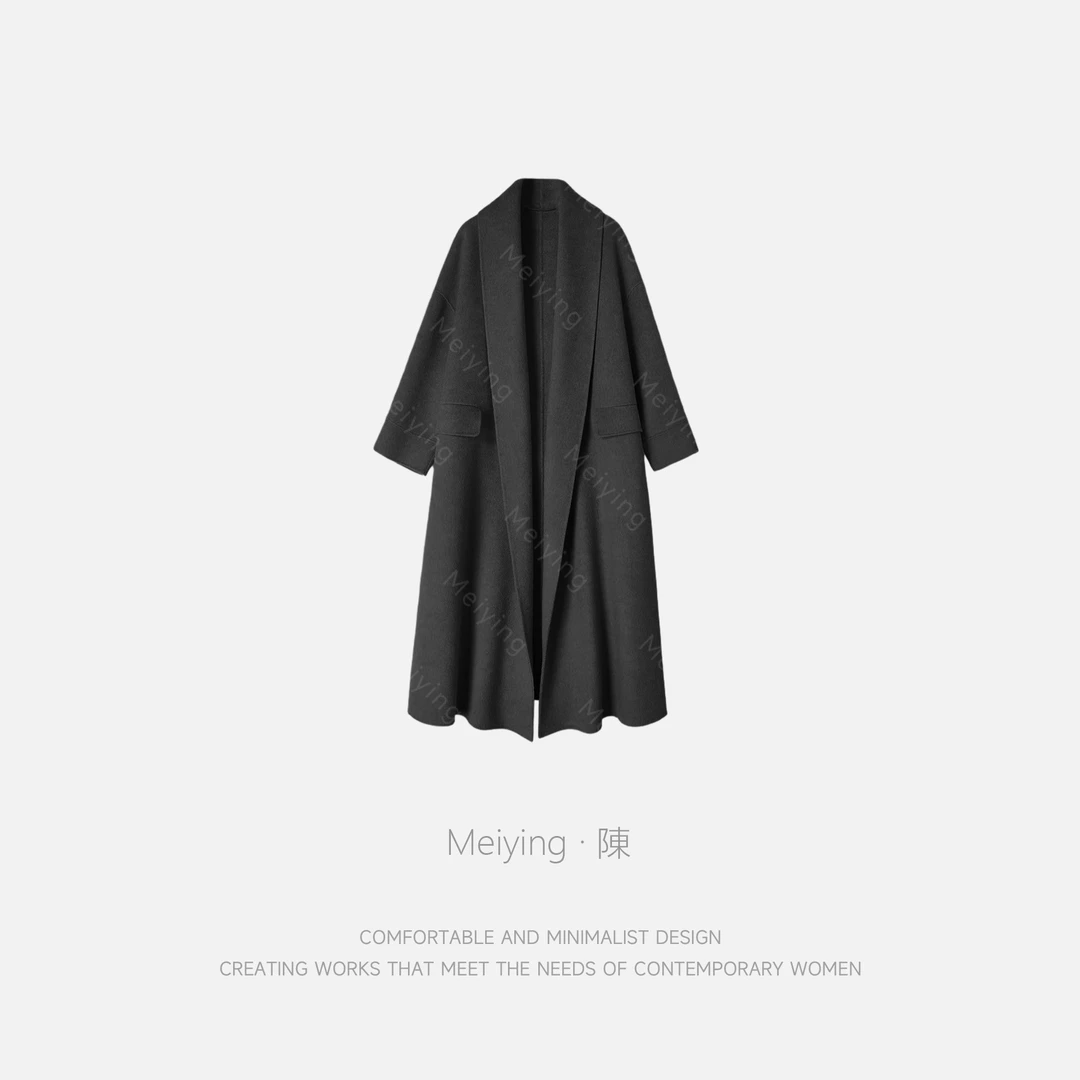 Meiying-V领简约气质有型精致毛呢大衣YA5QD009