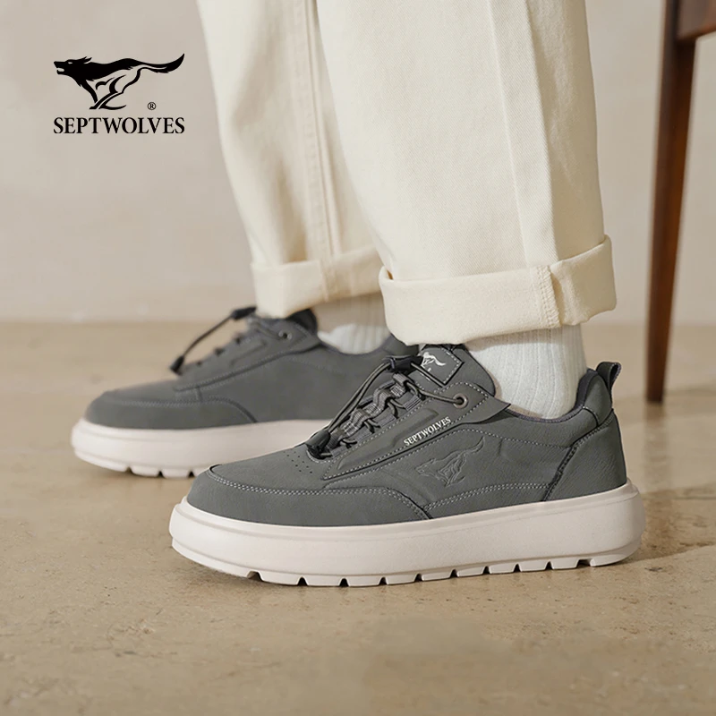 七匹狼男士商务秋冬款男鞋休闲一脚蹬皮鞋潮流软底英伦百搭板鞋商品图