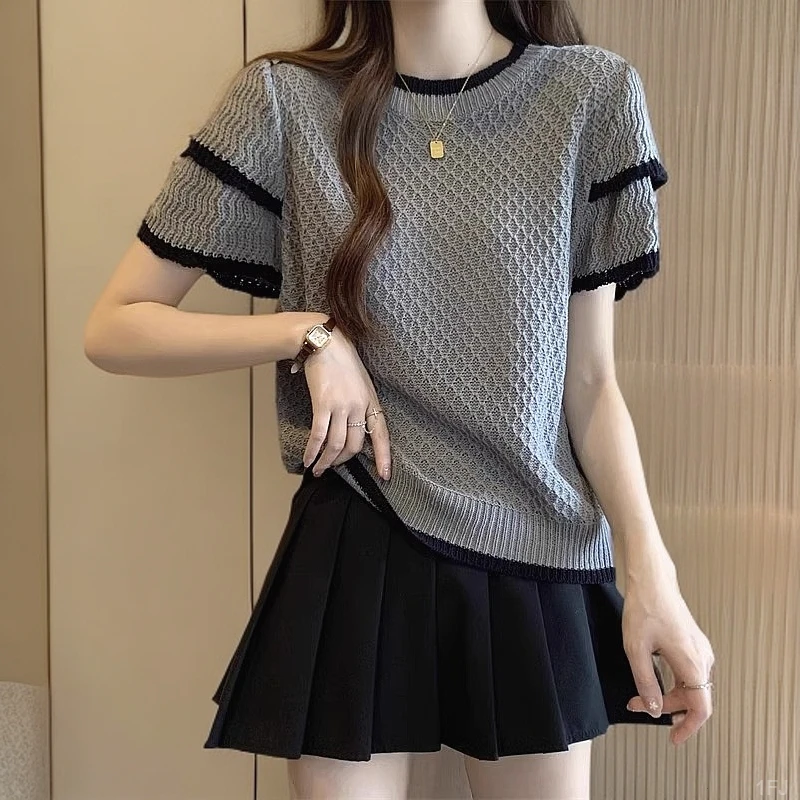 法式洋气慵懒风针织衫女2025夏季宽松独特设计感轻奢显瘦别致上衣