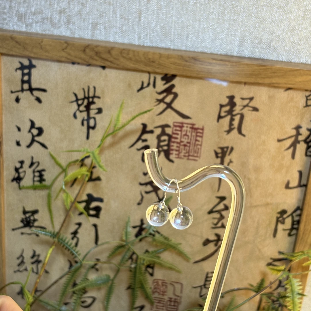 【一滴泪】天然白水晶双A净体耳钉