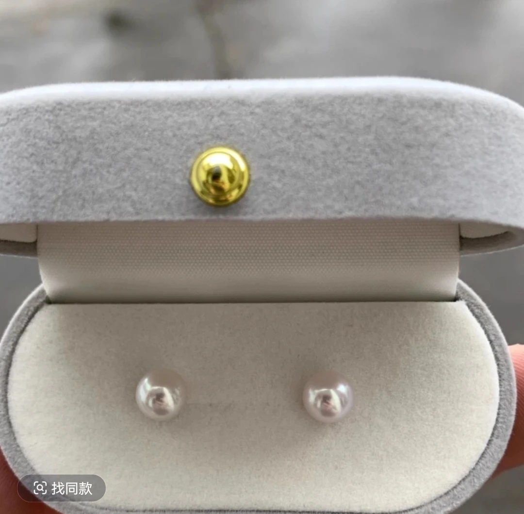 【冰岛】天然淡水极光珍珠耳钉 5-6mm 正圆 S925银针 小巧 精致