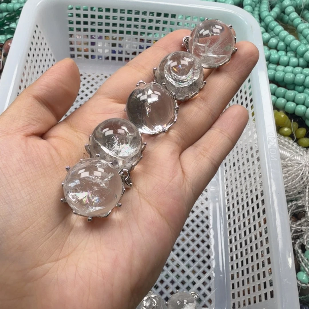 水晶珠宝半成品未镶嵌卡20白阿赛吊坠一个