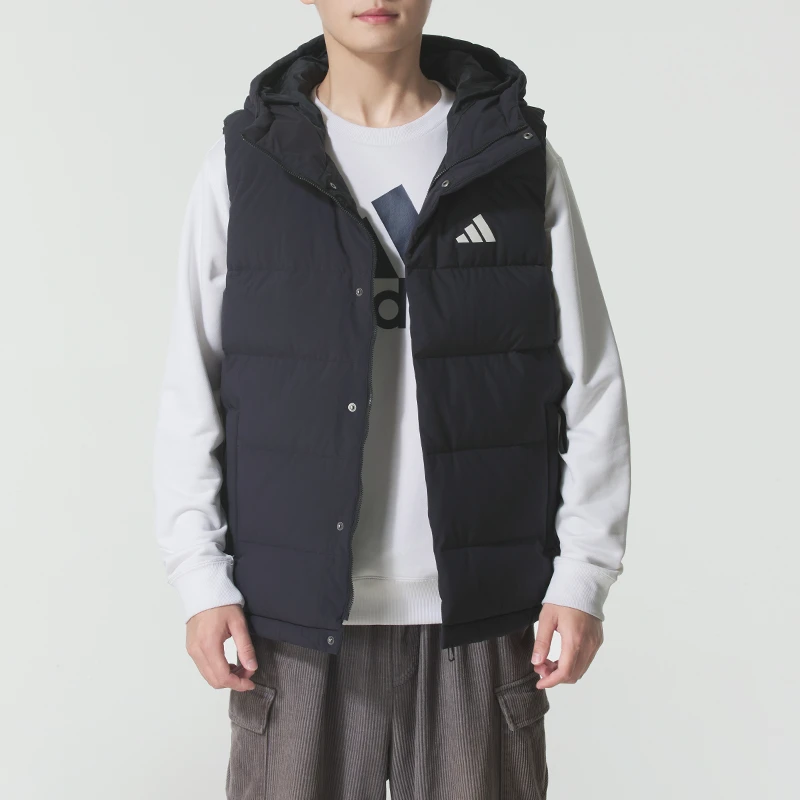 Adidas阿迪达斯羽绒背心男拒水防风保暖运动鸭绒连帽马甲KH3995