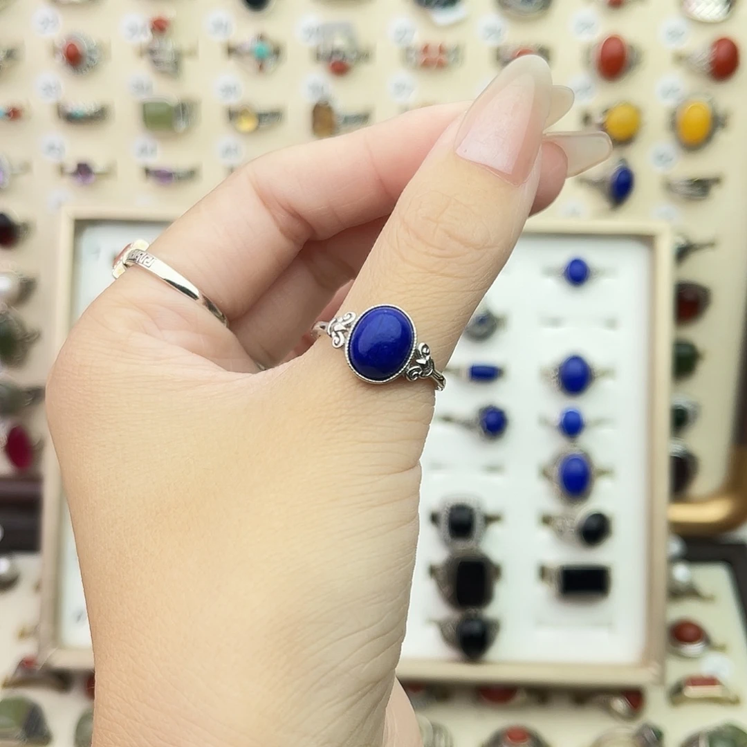 和田玉（糖玉）银S925镶嵌戒指