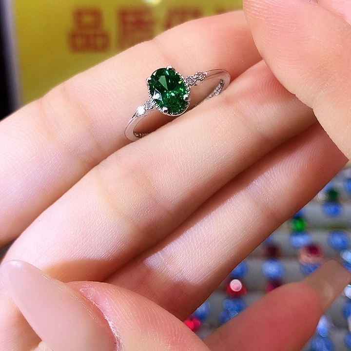 戒指透辉石银S925镶嵌