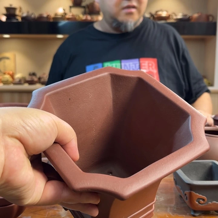 紫砂福利四方抽角瓢口盆