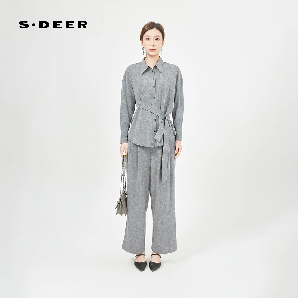 圣迪奥针织女装百搭通勤气质显瘦秋季长袖衬衫S233Z0507