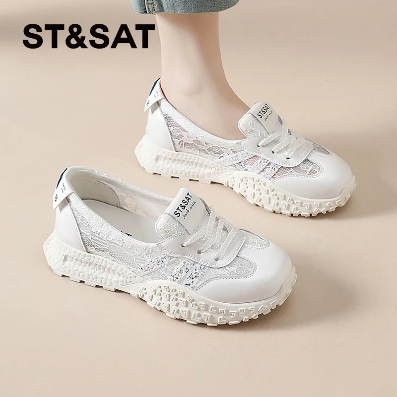 星期六芭蕾风浅口德训鞋女2025新款夏季蕾丝透气一脚蹬休闲鞋百搭