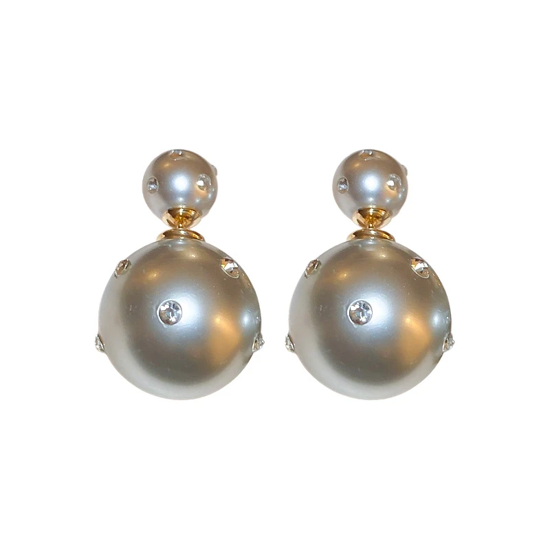 铜合金锆石耳饰 AIYO/银针锆石珍珠两戴式耳钉轻奢高级感时尚耳钉