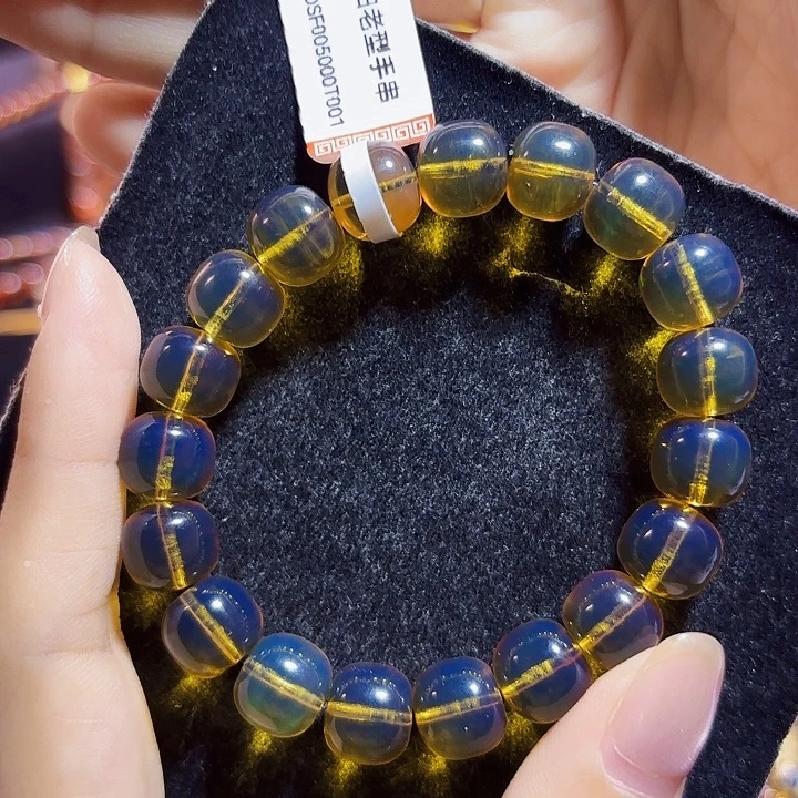 蓝珀未镶嵌珠宝奇石墨西哥蓝珀老型手串10