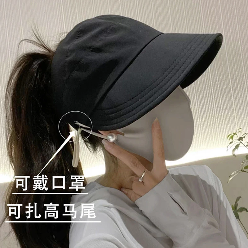 顶露丝露可干布鸭舌帽帽薄款遮阳帽半空夏季马尾同款速口罩挂