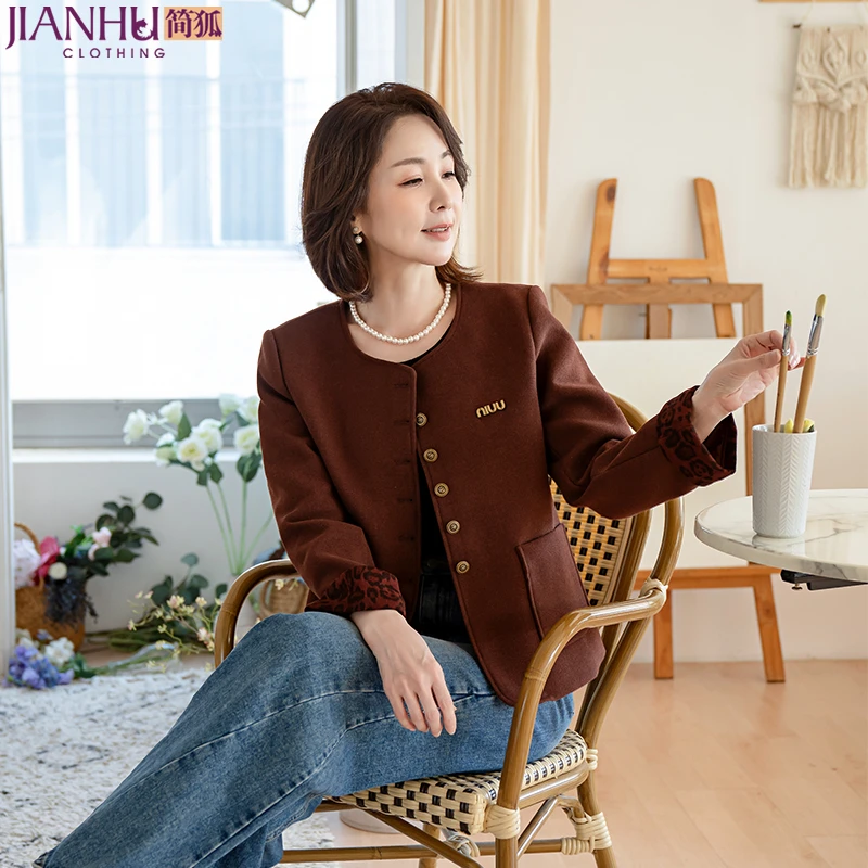 中年妈妈秋装小香风外套2025新款洋气中老年女装春秋开衫夹克上衣