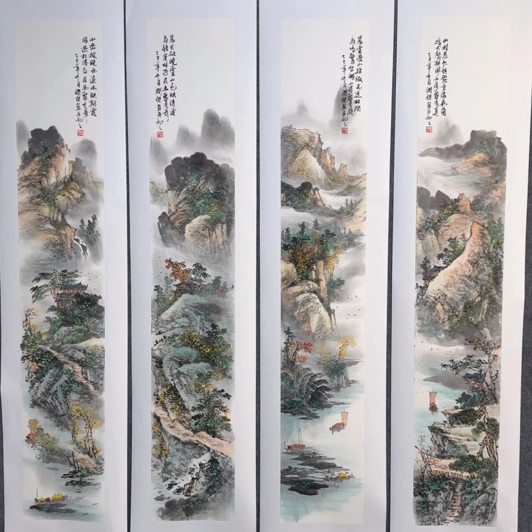 国画纯手绘山水花鸟作品