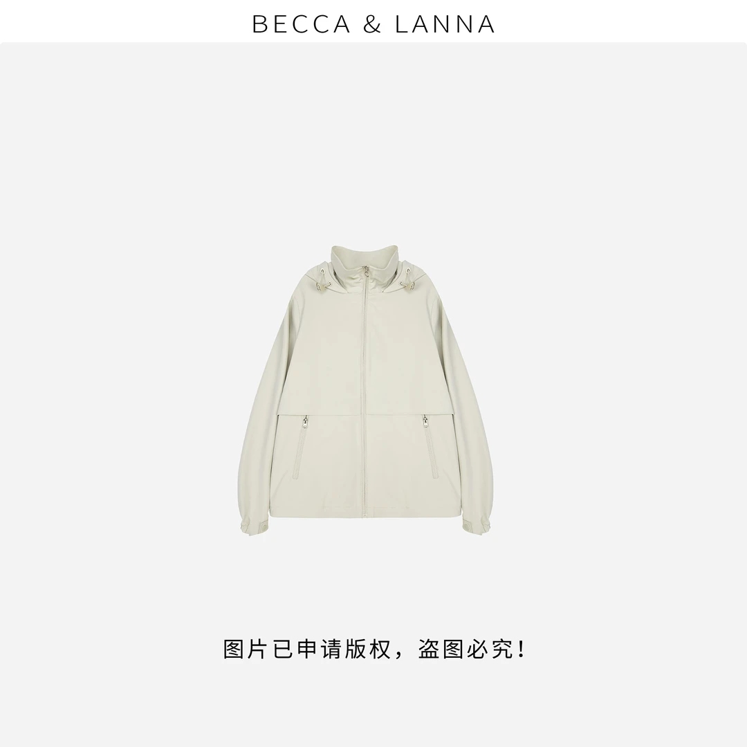 D0196 女士春季休闲简约廓形轻户外连帽外套 女装