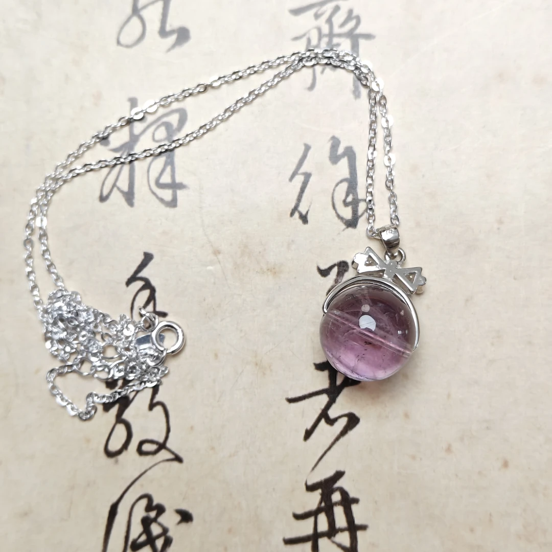 链子925银莫桑石 紫水与晶气质项链吊坠