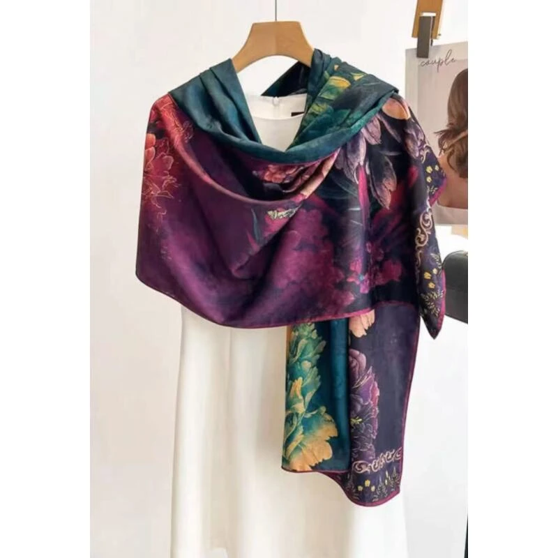 （382）高档丝巾围巾女士披肩180*70新款素雅百搭防晒优雅气质