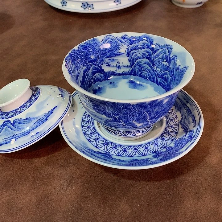 錡镇堂手工手绘绘盖碗
