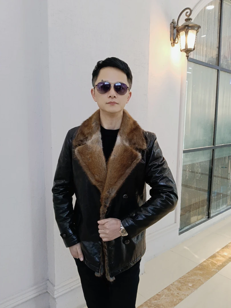 海宁皮衣男士真皮山羊皮夹克轻奢冬季桑蚕丝内胆大衣外套