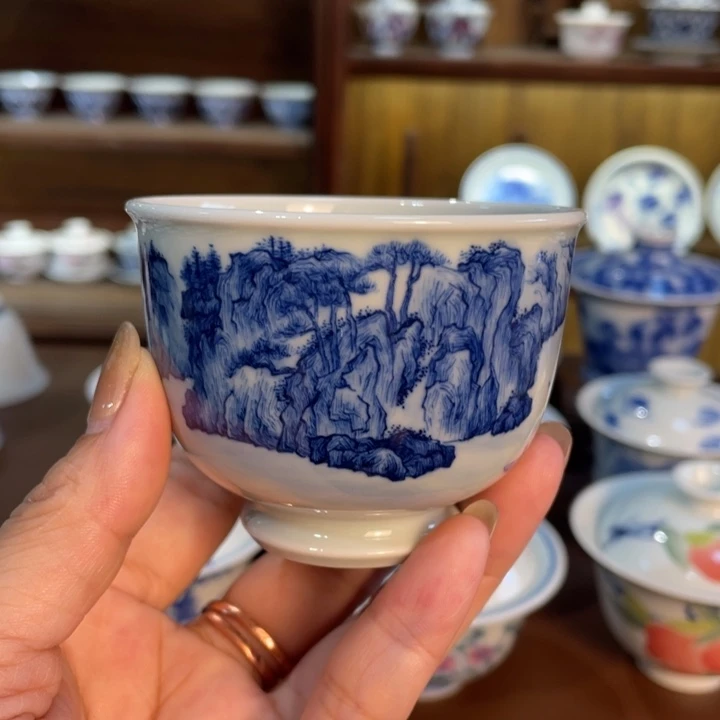 手工手绘山水主人杯