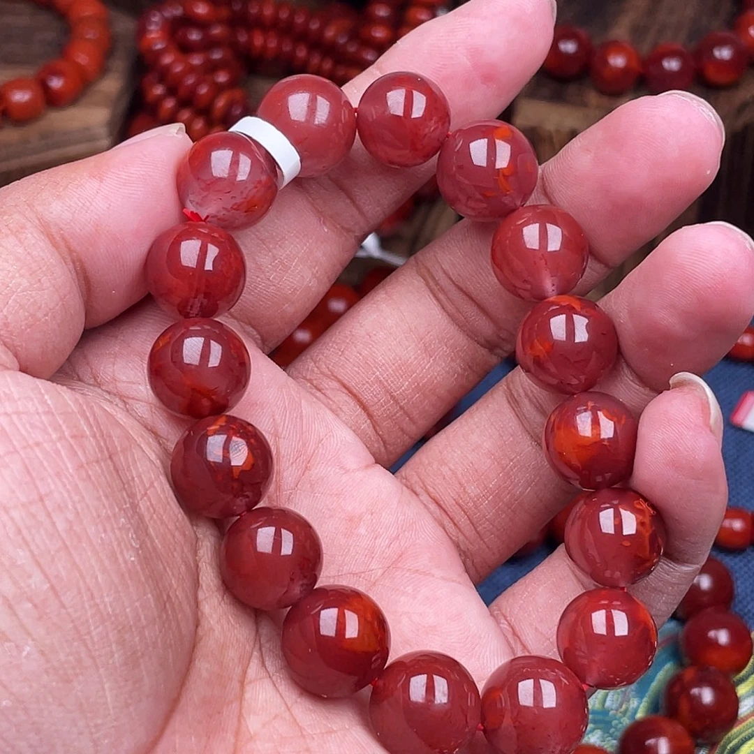 南红玛瑙未镶嵌手链南红瓦西卡13玫红