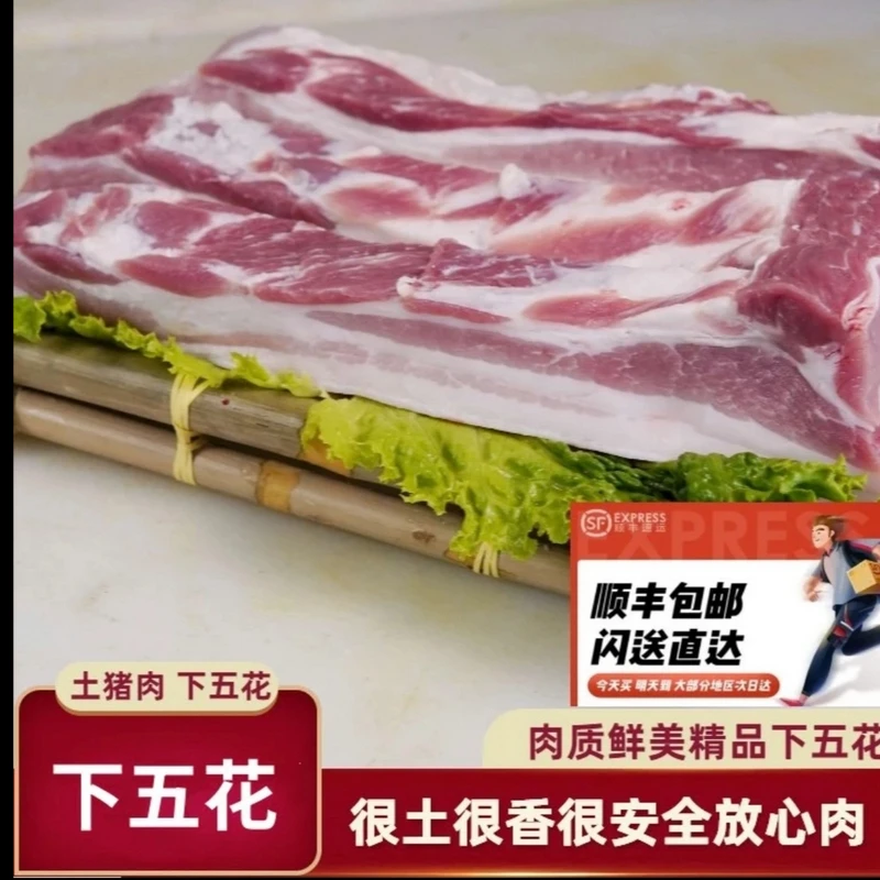 蓟州土猪肉 跑山猪黑猪土猪肉五花肉5斤装顺丰冷链速冻土猪肉