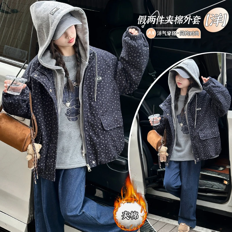 【允恬】女童冬装夹棉外套新款韩版洋气时髦棉服女孩秋冬加厚棉衣潮