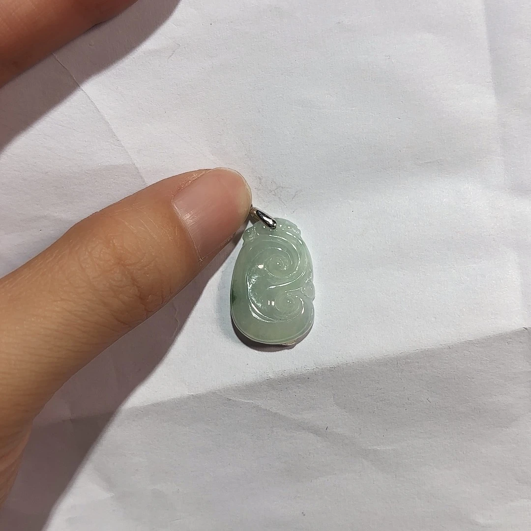 翡翠银S925镶嵌颈饰A货翡翠镶嵌银扣