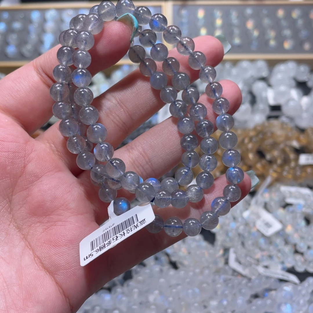 手链长石未镶嵌灰月光手链多圈6.5mm