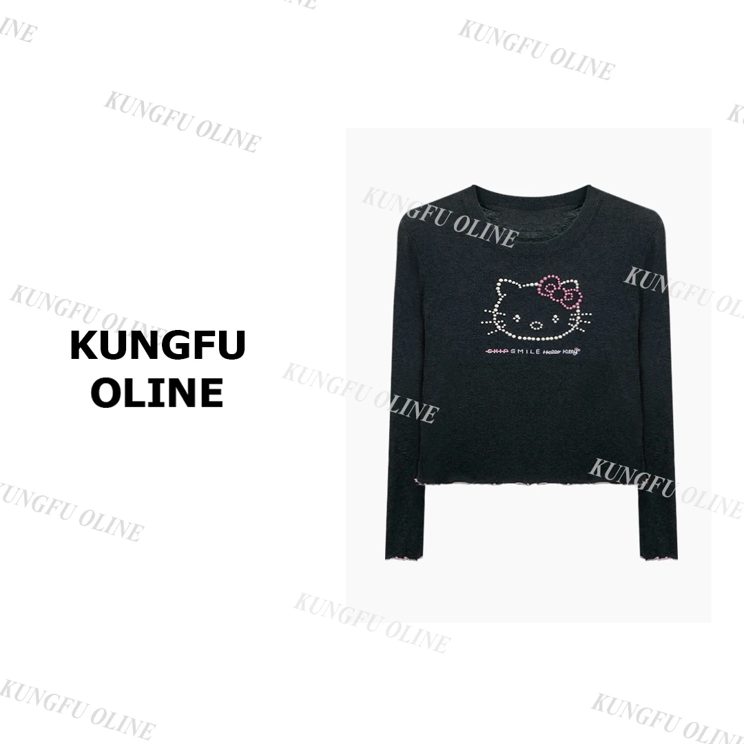 【kitty打底】CT11-84流行款卡通印花圆领长袖T恤潮流休闲上衣